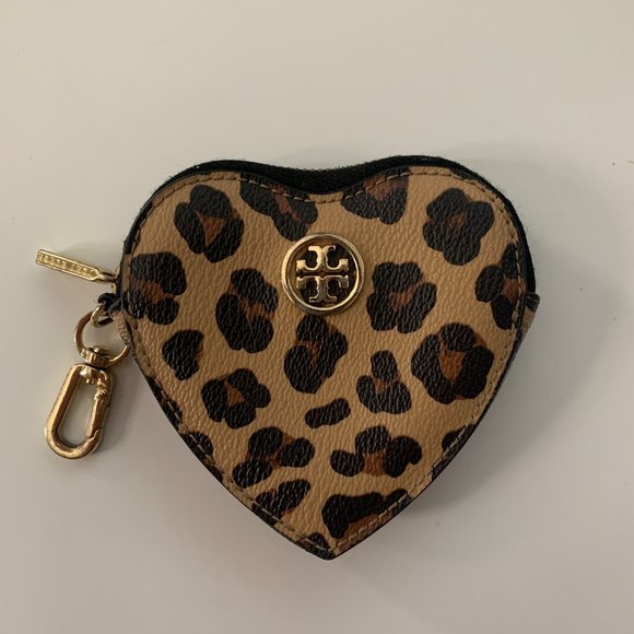 Tory Burch Heart Shaped Leopard Key Fob Coin Purse - Picture 4 of 7